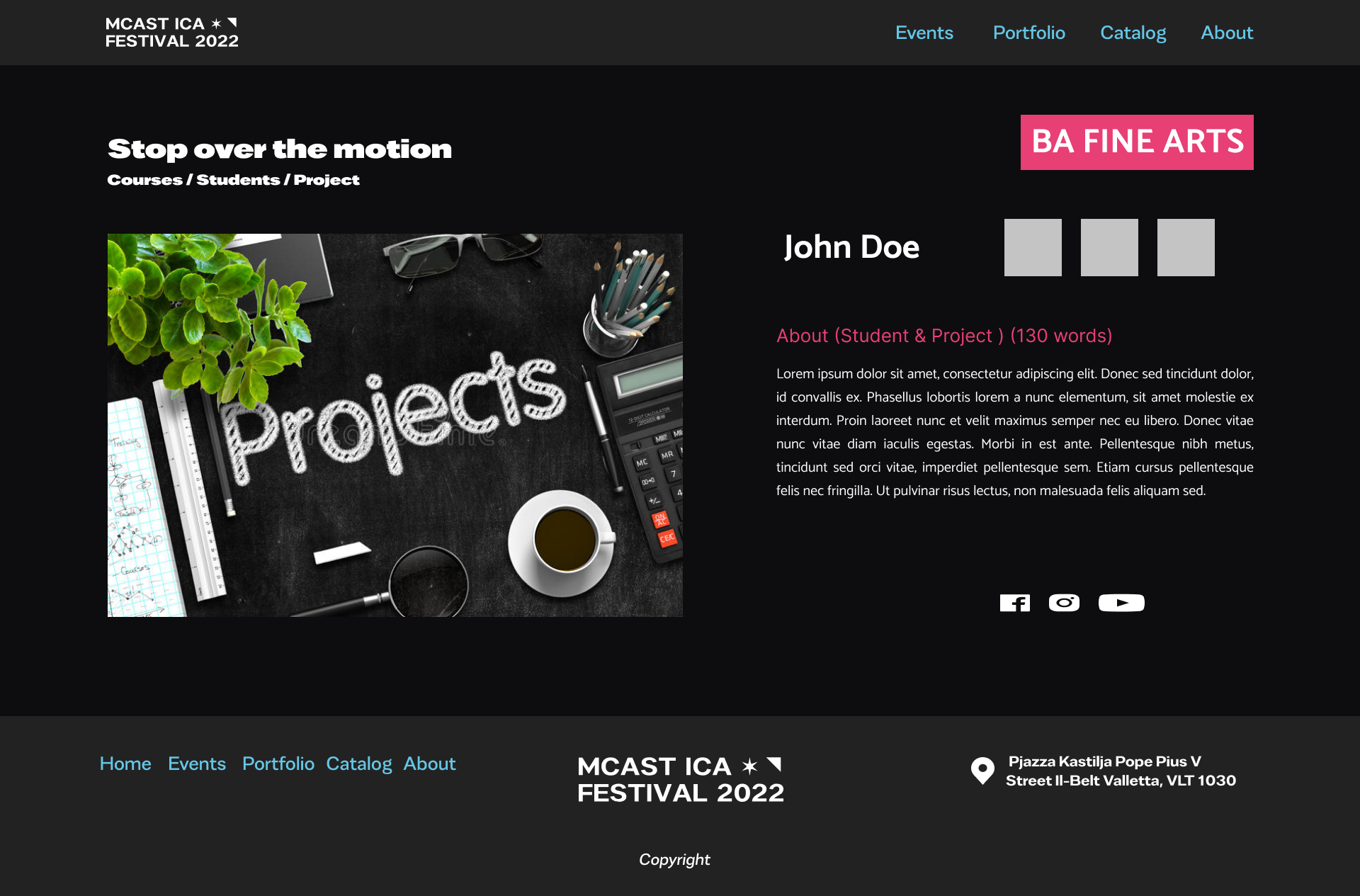 MCAST ICA Festival Projects details page